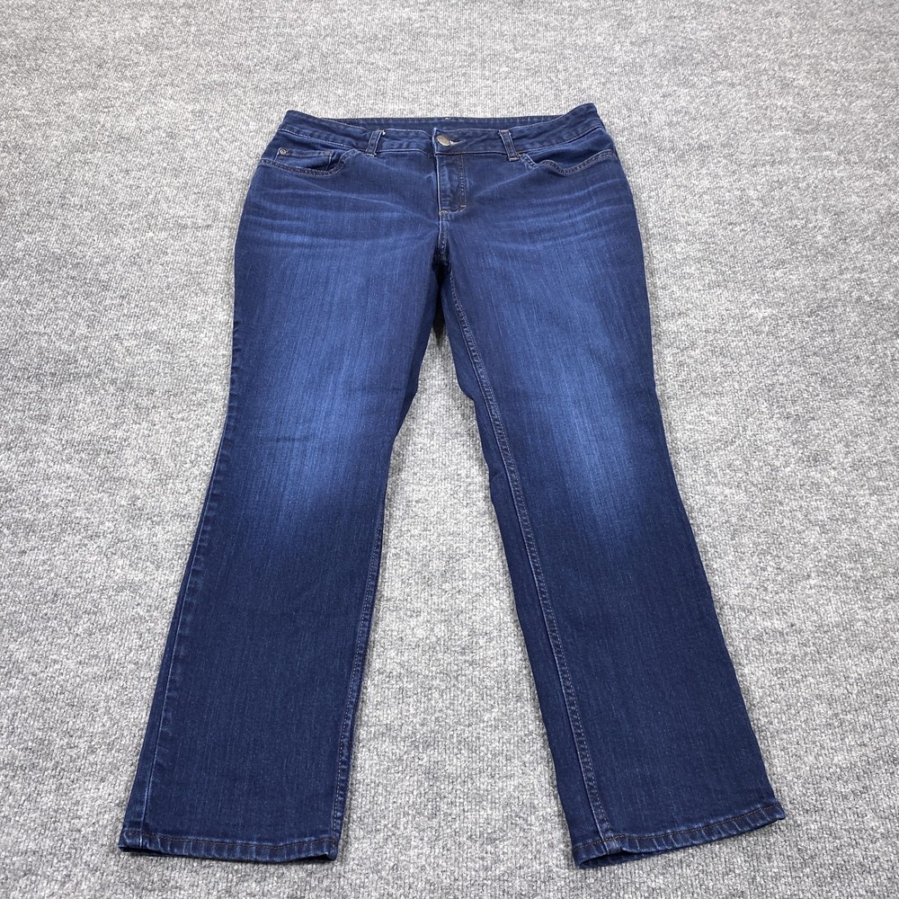Lee Jeans Womens 18W Blue Dark Wash Bootcut Mid Rise Stretch 38 Waist Denim